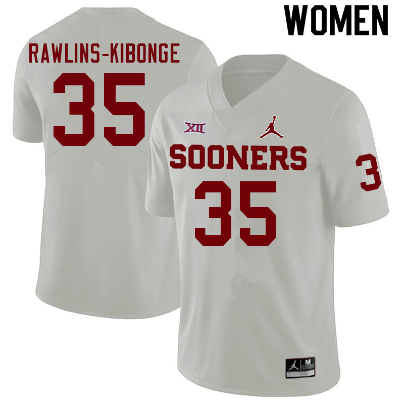 Women #35 Nathan Rawlins-Kibonge Oklahoma Sooners College Football Jerseys Sale-White - Click Image to Close